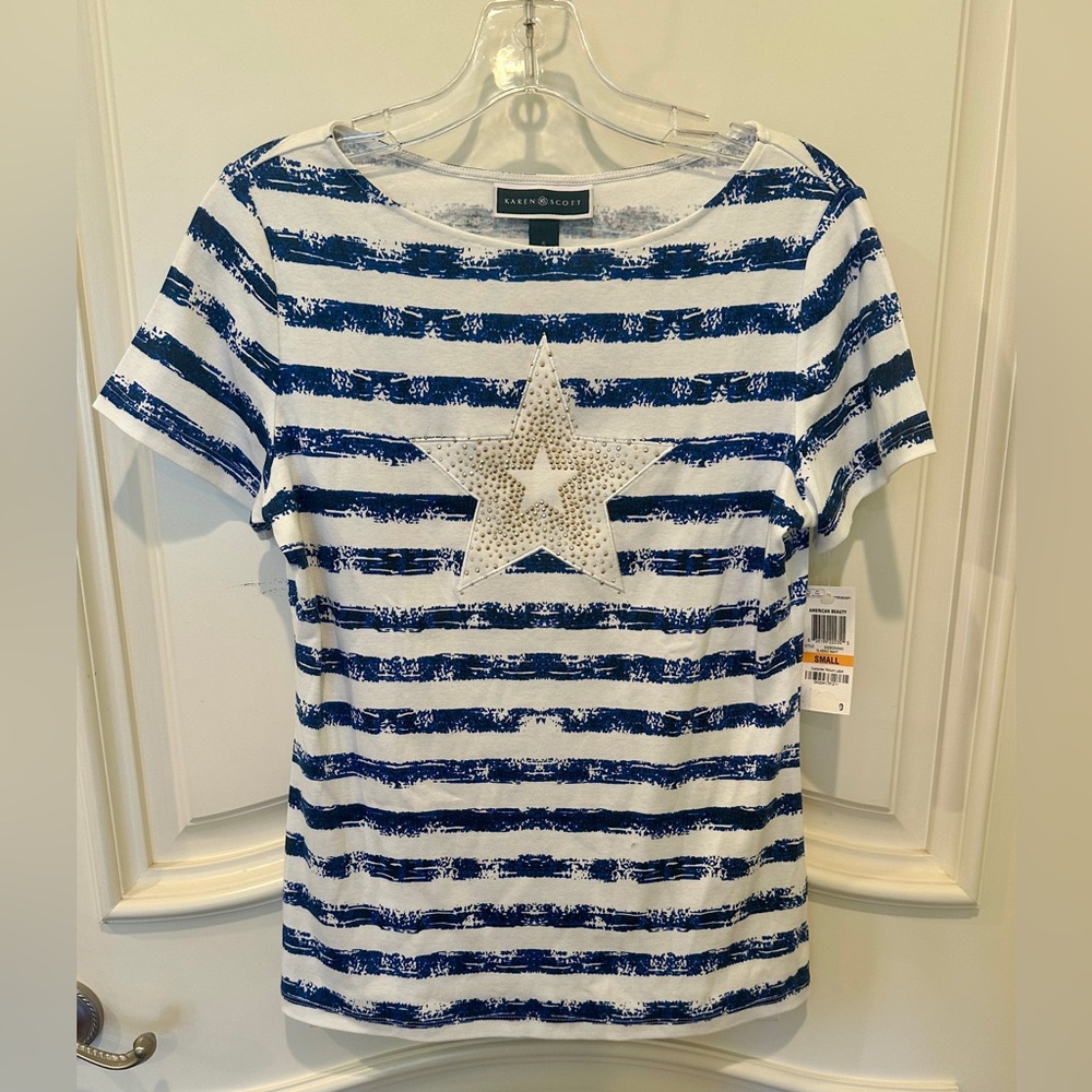 Women’s Blue and White Striped Top